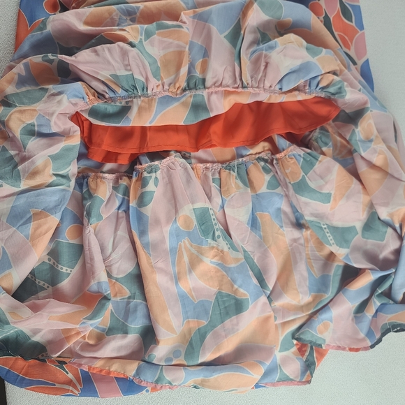 NEW Eloquii Ruffled Maxi Dress with Puff Sleeves Tropical 16 - Picture 7 of 13